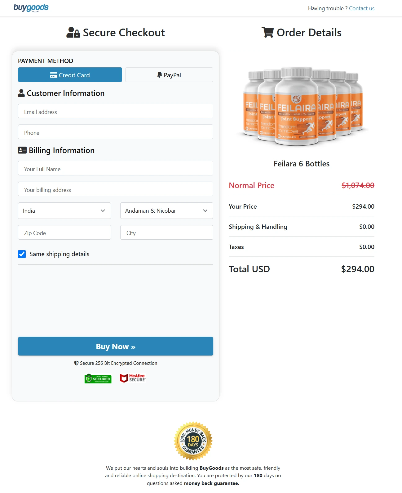 Ikaria Lean Belly Juice feilaira-secure-checkout-page